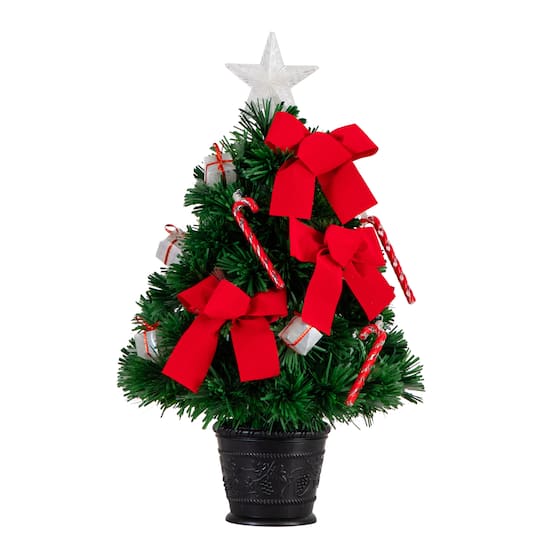 2ft. Fiber Optic Classic Star-Topped Artificial Christmas Tree in Decorative Planter